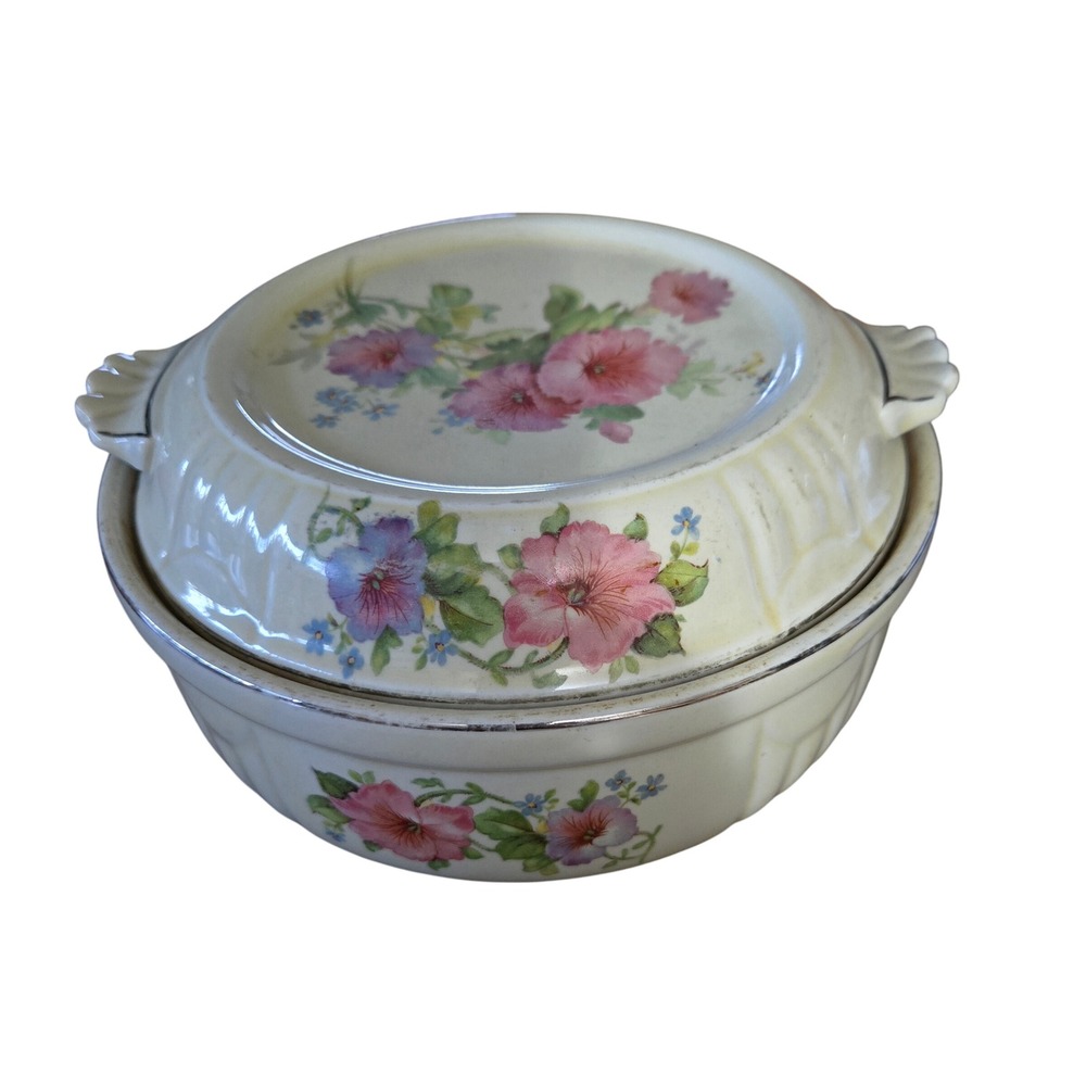 Vintage Halls Superior Quality Kitchenware Morning Glory Casserole Dish with Lid